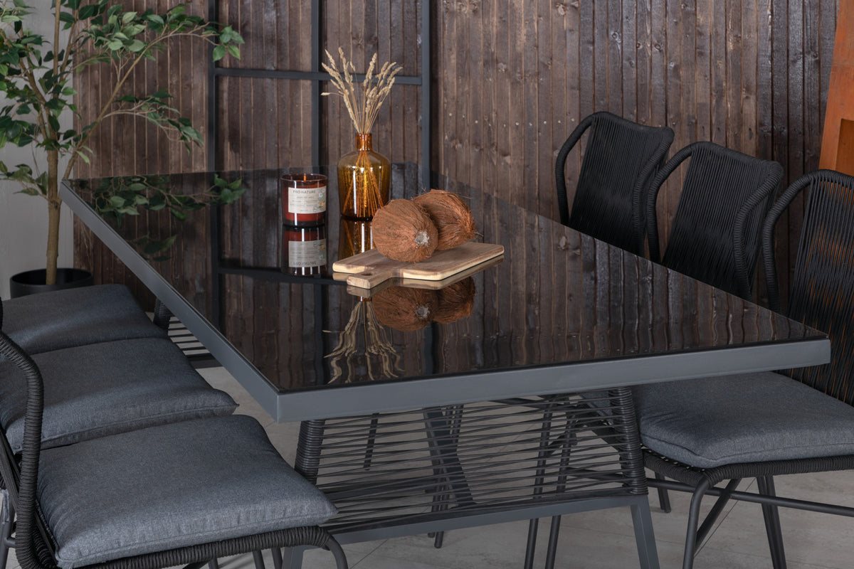 Julian & Dallas Spisestole Sort + Spisebord 193x90