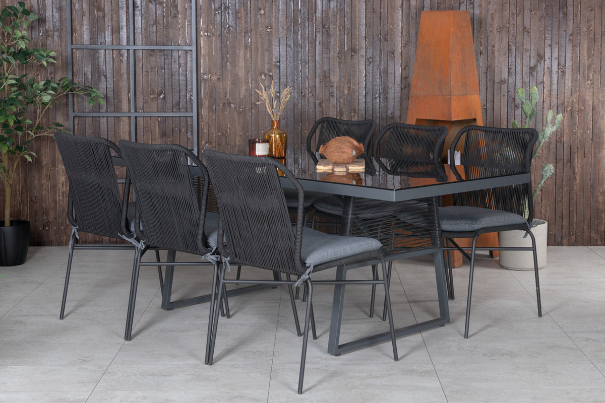 Julian & Dallas Spisestole Sort + Spisebord 193x90