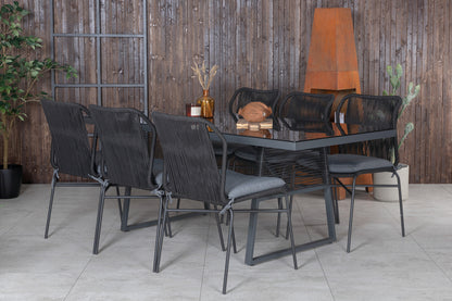 Julian & Dallas Spisestole Sort + Spisebord 193x90