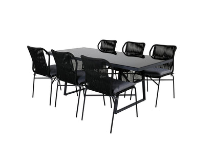 Julian & Dallas Spisestole Sort + Spisebord 193x90