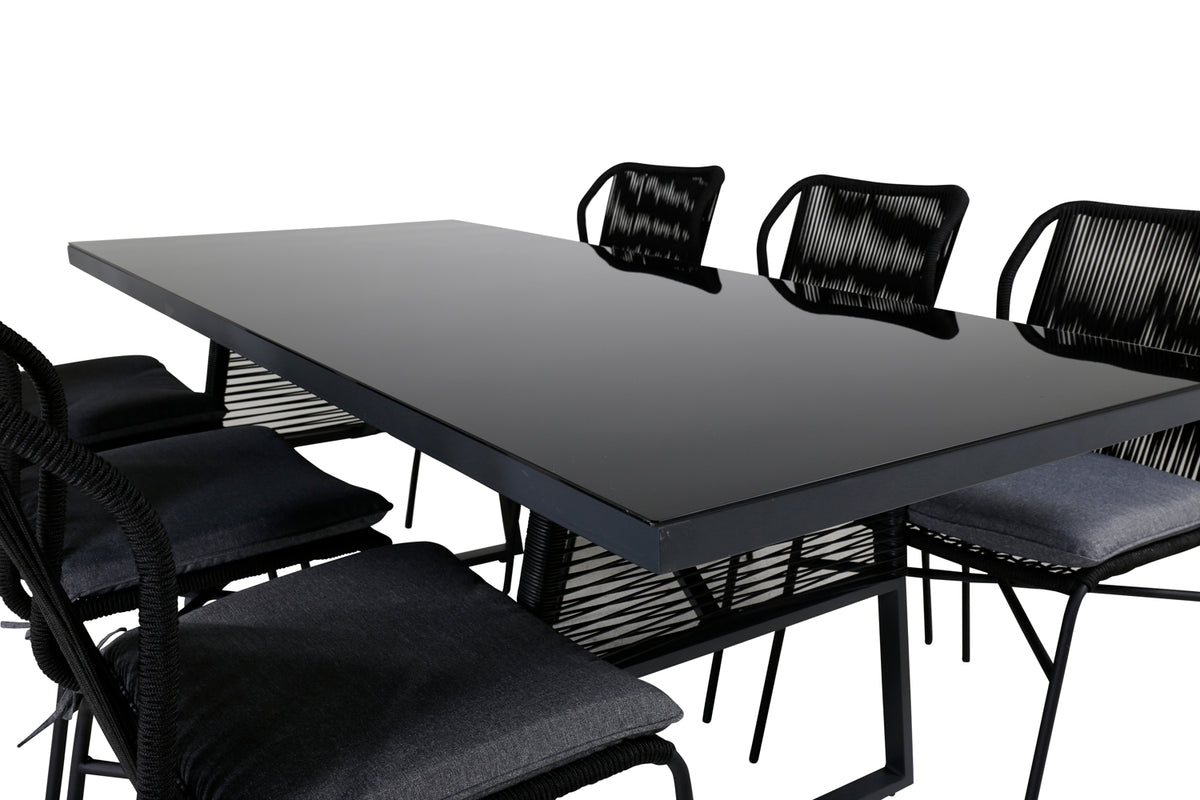 Julian & Dallas Spisestole Sort + Spisebord 193x90