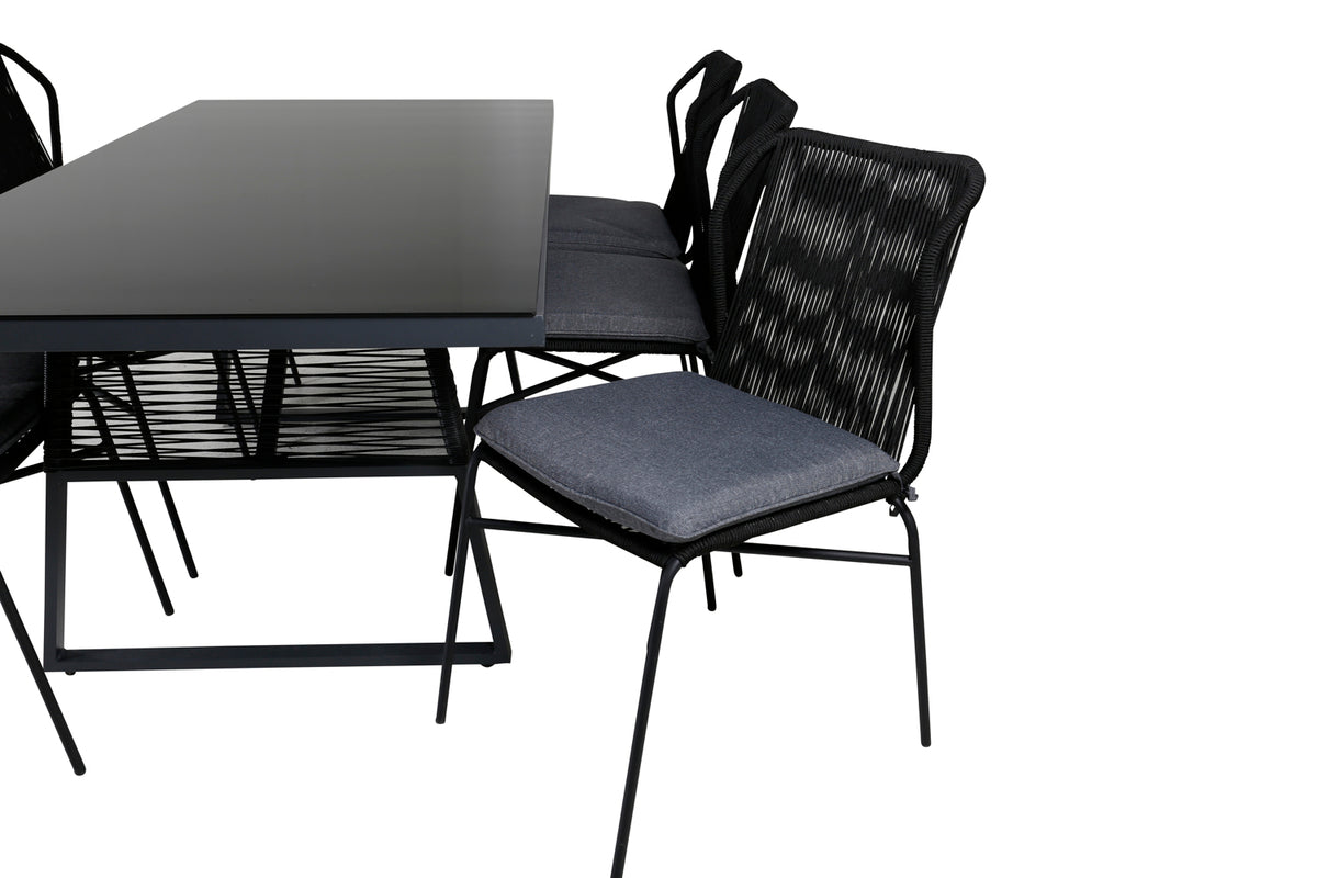 Julian & Dallas Spisestole Sort + Spisebord 193x90