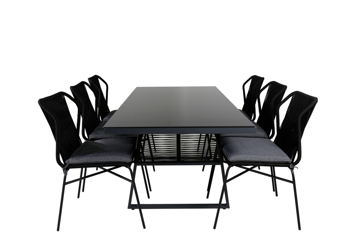 Julian & Dallas Spisestole Sort + Spisebord 193x90