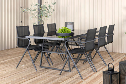 Dallas & Alina Spisebord 193x90 + Spisestole Sort