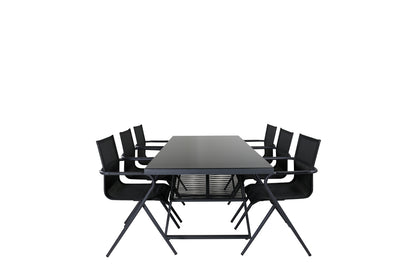 Dallas & Alina Spisebord 193x90 + Spisestole Sort