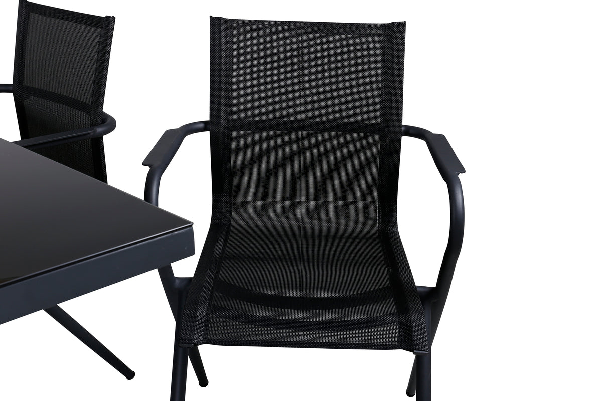 Dallas & Alina Spisebord 193x90 + Spisestole Sort