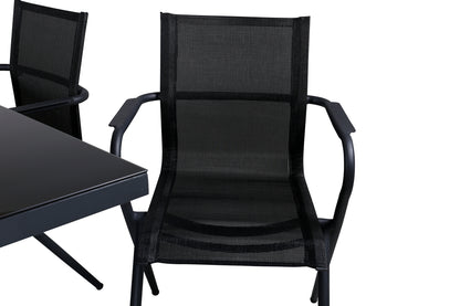 Dallas & Alina Spisebord 193x90 + Spisestole Sort