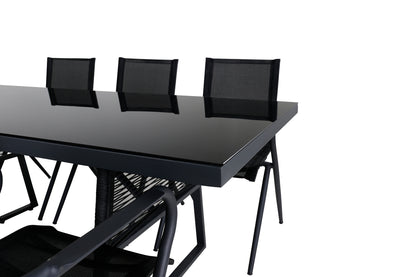 Dallas & Alina Spisebord 193x90 + Spisestole Sort