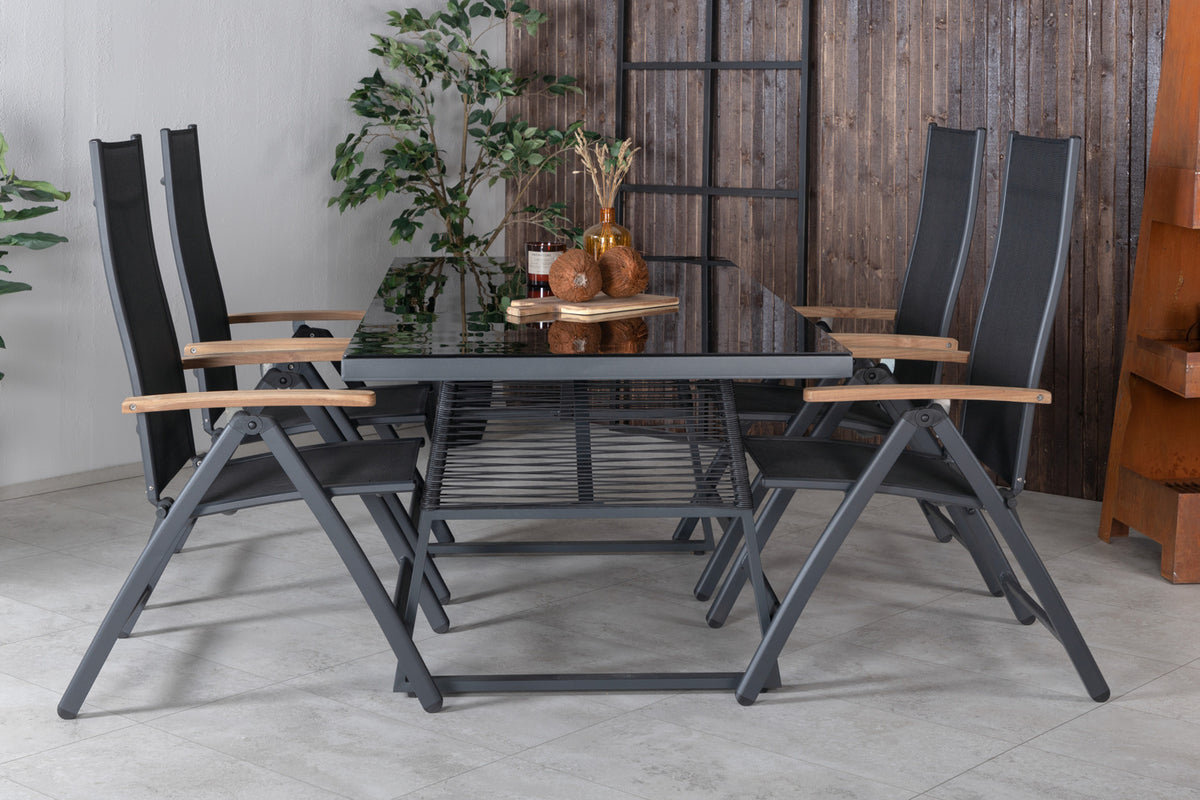 Dallas & Panama Spisebord 193x90 + Positionsstole Sort