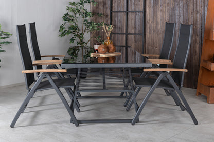 Dallas & Panama Spisebord 193x90 + Positionsstole Sort