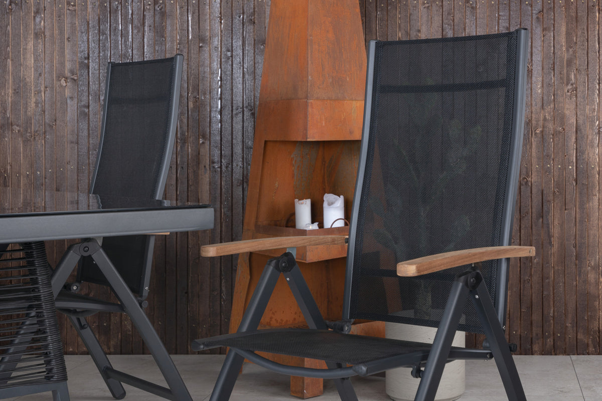 Dallas & Panama Spisebord 193x90 + Positionsstole Sort