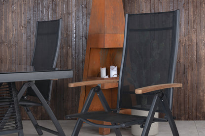 Dallas & Panama Spisebord 193x90 + Positionsstole Sort