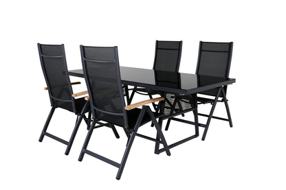 Dallas & Panama Spisebord 193x90 + Positionsstole Sort