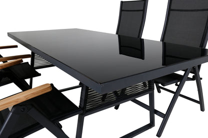 Dallas & Panama Spisebord 193x90 + Positionsstole Sort