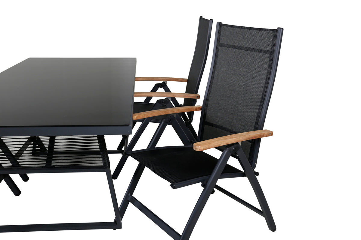 Dallas & Panama Spisebord 193x90 + Positionsstole Sort