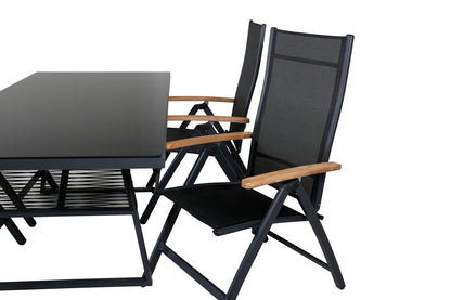 Dallas & Panama Spisebord 193x90 + Positionsstole Sort