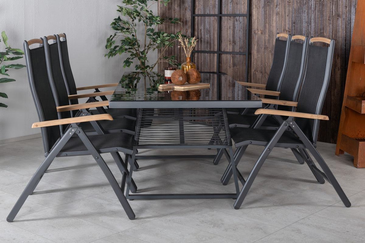 Dallas & Panama Spisebord 193x90 + Positionsstole Sort