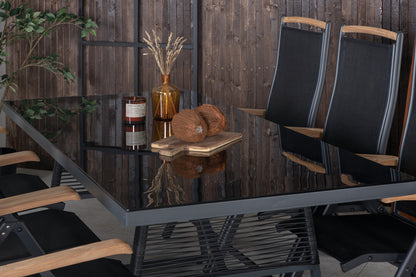 Dallas & Panama Spisebord 193x90 + Positionsstole Sort