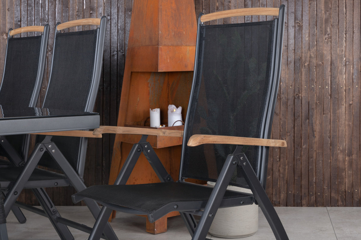 Dallas & Panama Spisebord 193x90 + Positionsstole Sort