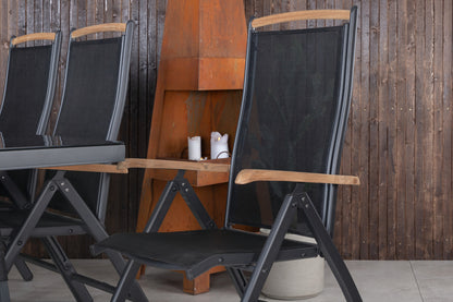 Dallas & Panama Spisebord 193x90 + Positionsstole Sort