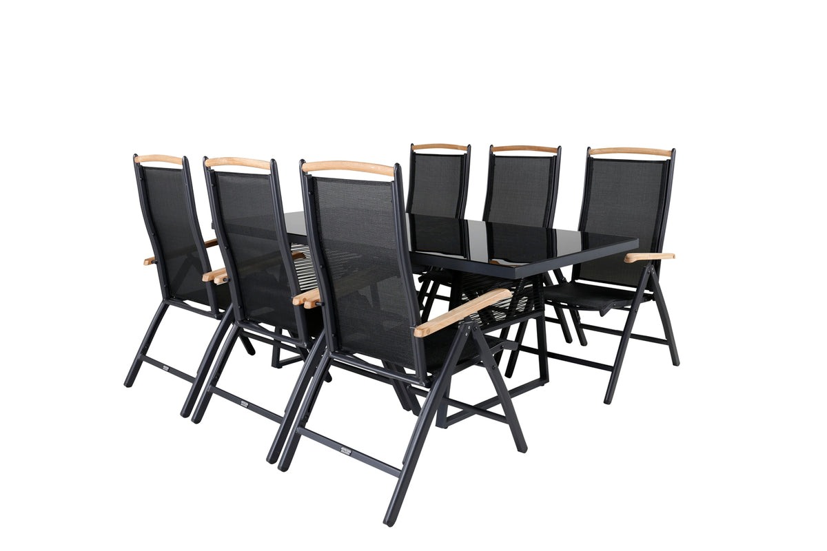 Dallas & Panama Spisebord 193x90 + Positionsstole Sort