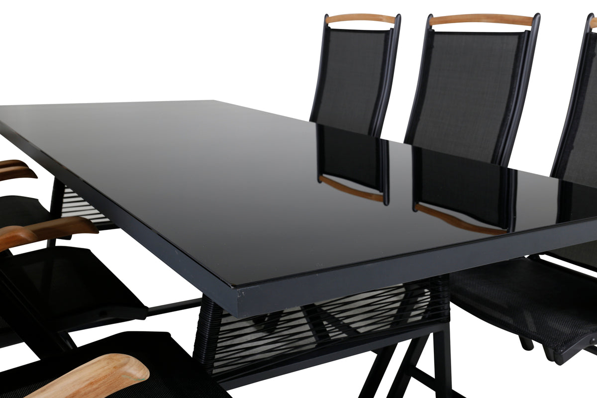 Dallas & Panama Spisebord 193x90 + Positionsstole Sort