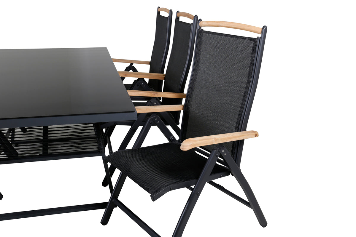 Dallas & Panama Spisebord 193x90 + Positionsstole Sort