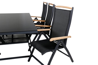 Dallas & Panama Spisebord 193x90 + Positionsstole Sort