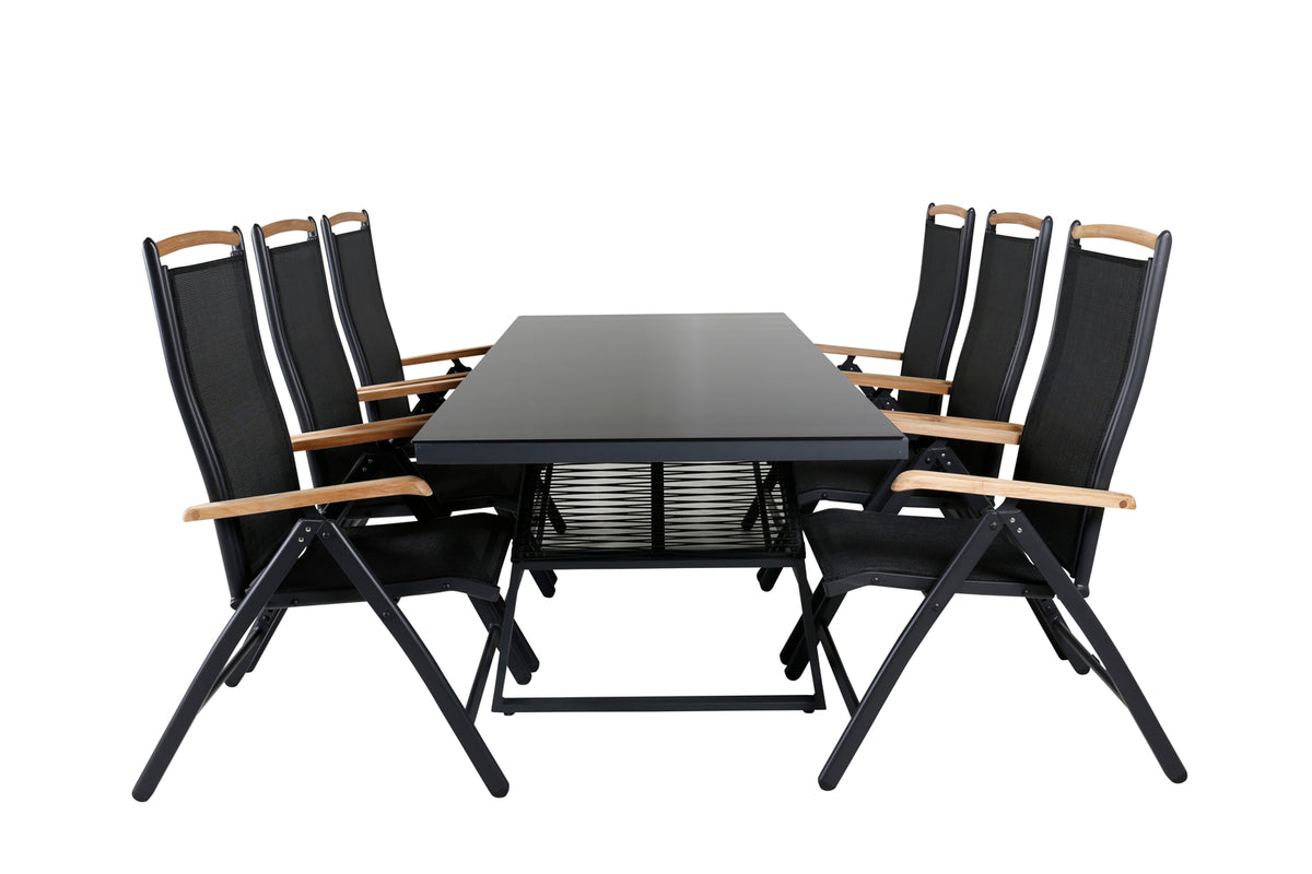 Dallas & Panama Spisebord 193x90 + Positionsstole Sort