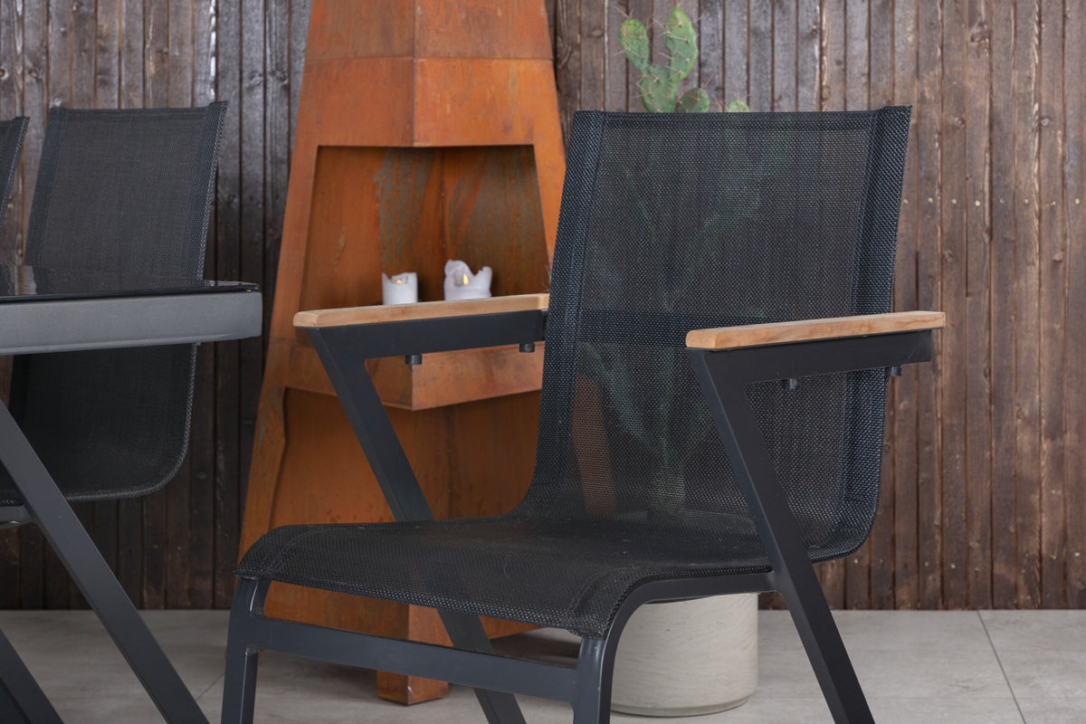 Dallas & Mexico Spisebord 193x90 + Spisestole Sort