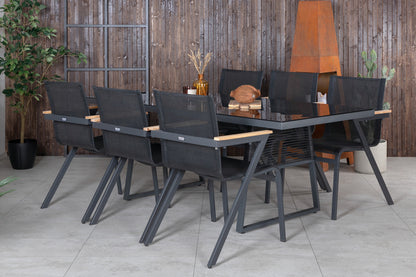 Dallas & Mexico Spisebord 193x90 + Spisestole Sort