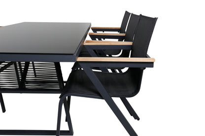 Dallas & Mexico Spisebord 193x90 + Spisestole Sort