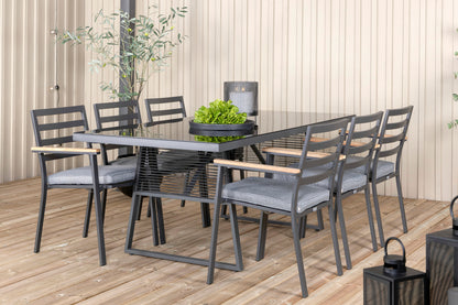 Dallas & Brasilia Spisebord 193x90 + Spisestole Sort