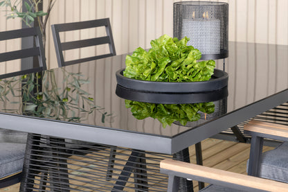 Dallas & Brasilia Spisebord 193x90 + Spisestole Sort