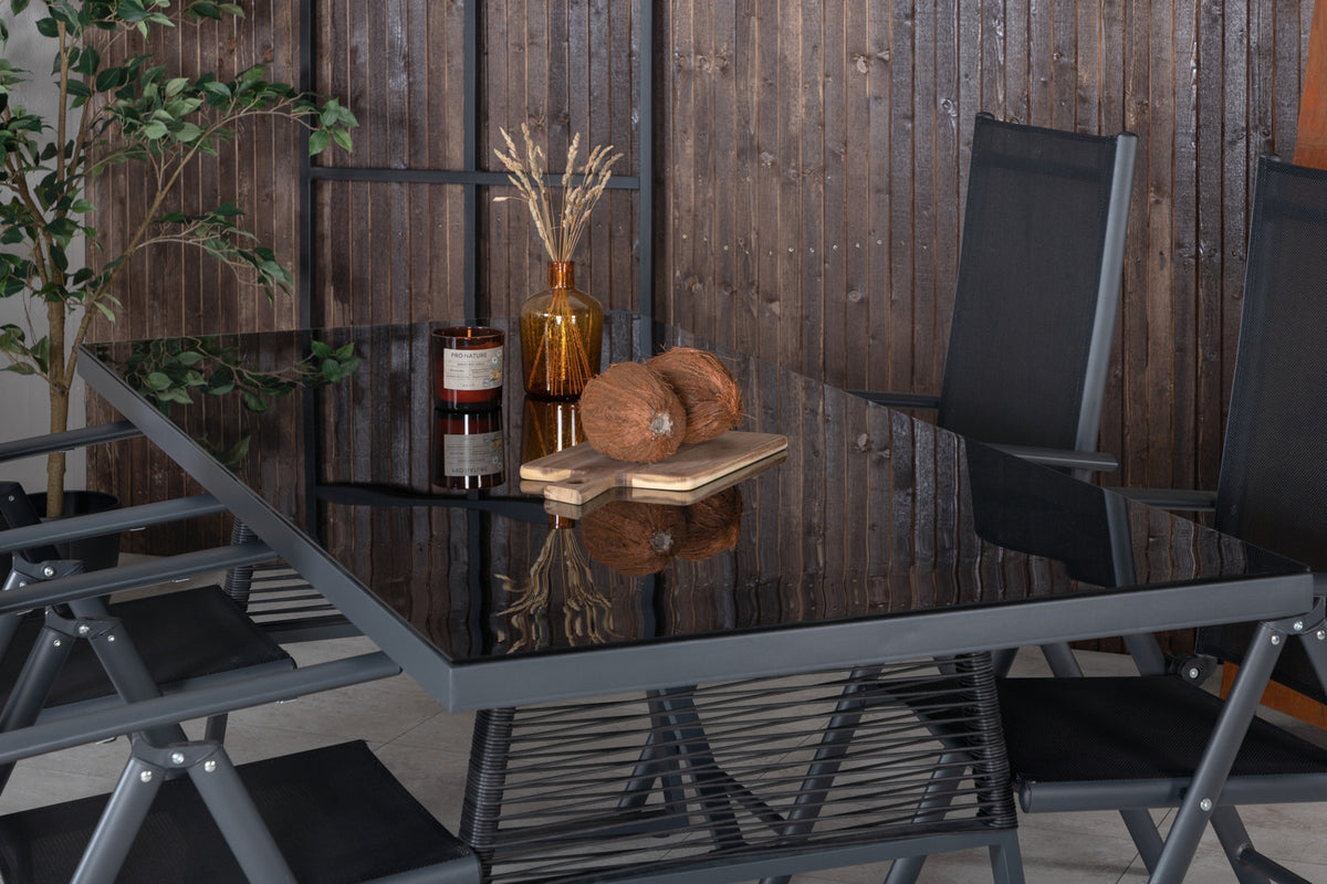 Dallas & Break Spisebord 193x90 + Positionsstole Sort