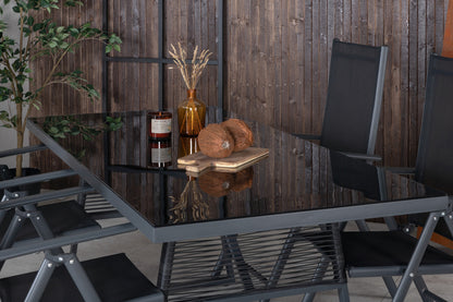 Dallas & Break Spisebord 193x90 + Positionsstole Sort