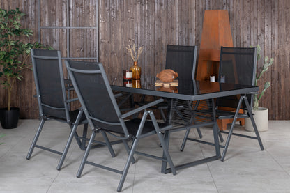 Dallas & Break Spisebord 193x90 + Positionsstole Sort