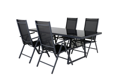 Dallas & Break Spisebord 193x90 + Positionsstole Sort