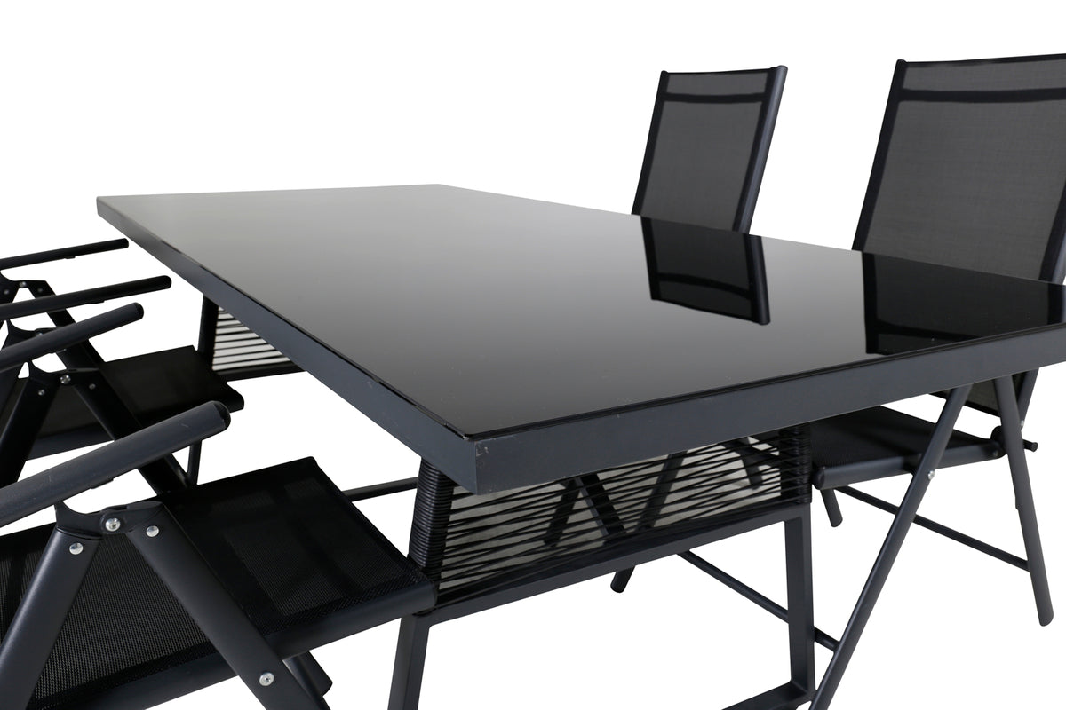 Dallas & Break Spisebord 193x90 + Positionsstole Sort