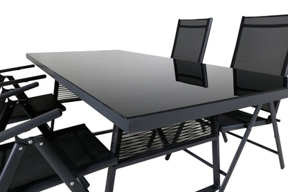 Dallas & Break Spisebord 193x90 + Positionsstole Sort