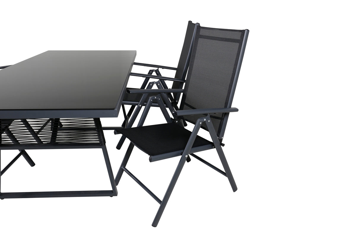 Dallas & Break Spisebord 193x90 + Positionsstole Sort