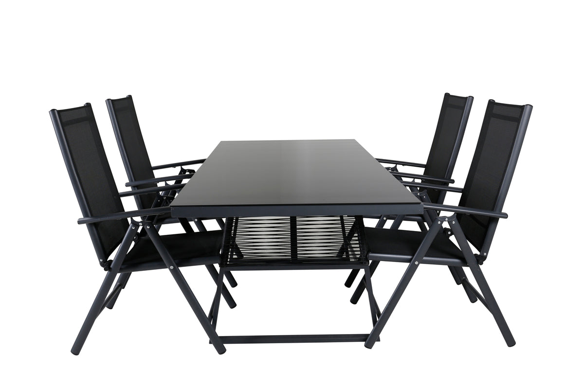 Dallas & Break Spisebord 193x90 + Positionsstole Sort