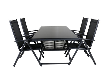 Dallas & Break Spisebord 193x90 + Positionsstole Sort