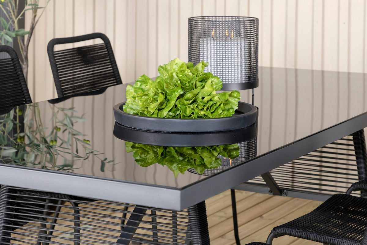 Dallas & Lindos Spisebord 193x90 + Spisestole Sort