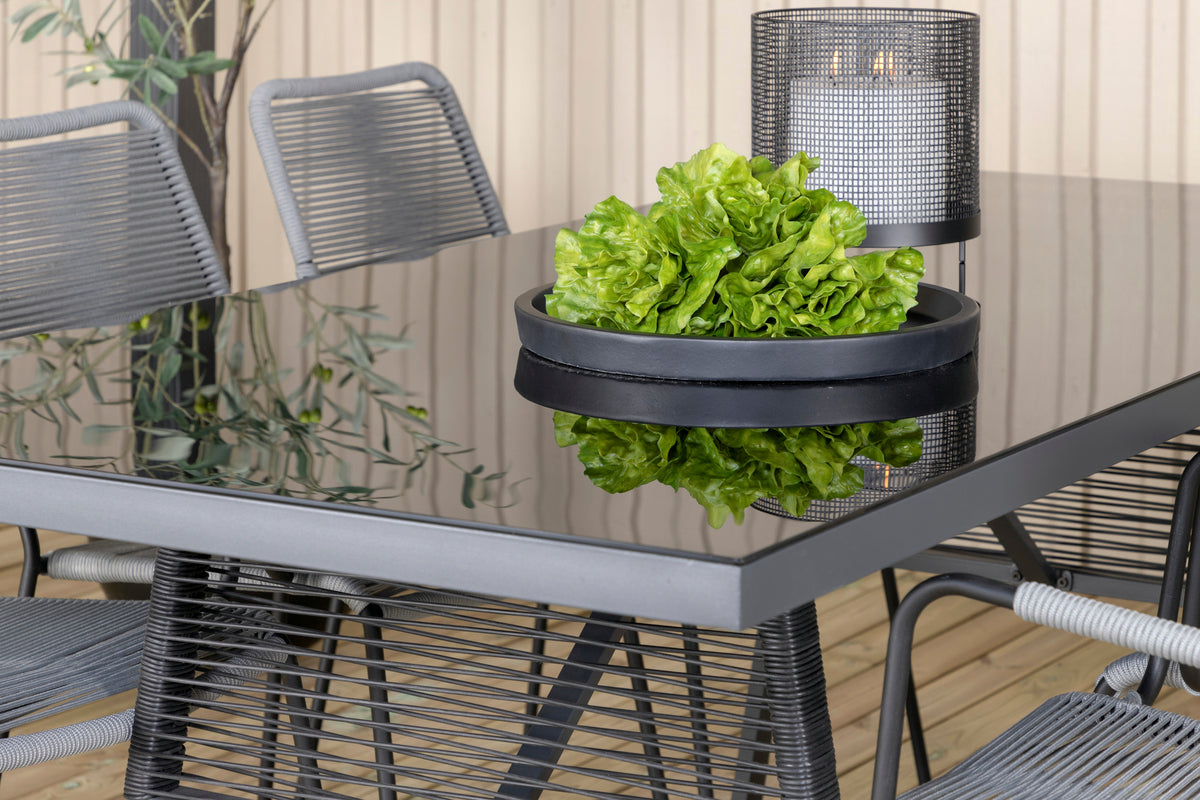 Dallas & Lindos Spisebord 193x90 + Spisestole Grå