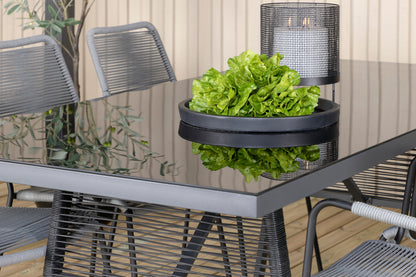 Dallas & Lindos Spisebord 193x90 + Spisestole Grå