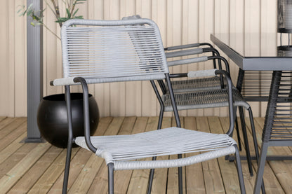 Dallas & Lindos Spisebord 193x90 + Spisestole Grå