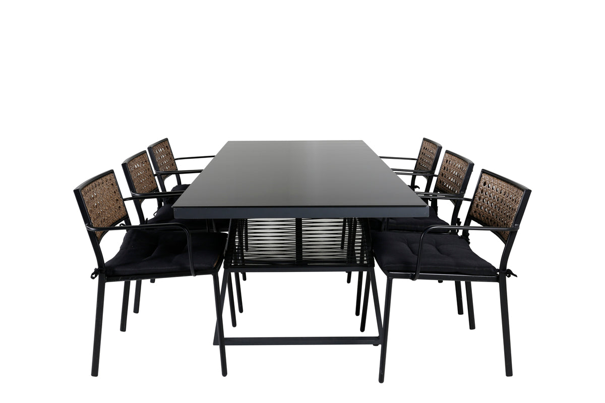 Paola & Dallas Spisebordsstole Natur + Spisebord 193x90