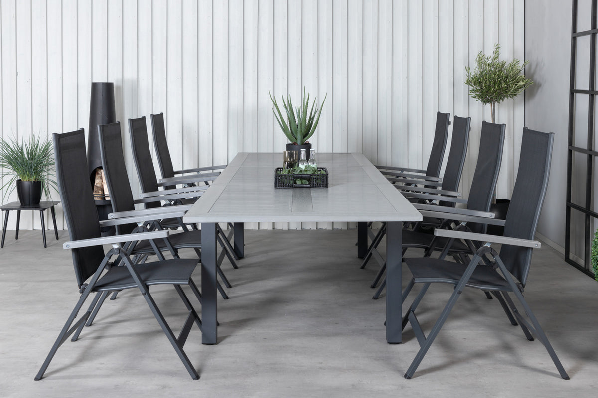 Albany Positionsstole 2-pak Sort + Rektangulært Spisebord 224 x 90 Mørkegrå