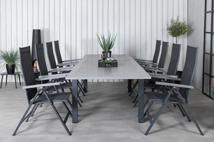 Albany Positionsstole 2-pak Sort + Rektangulært Spisebord 224 x 90 Mørkegrå